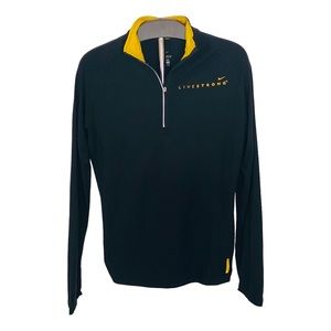 Black NIKE Livestrong Dri-Fit Long Sleeve Pullover 1/3 Zip Athletic Top Womens L